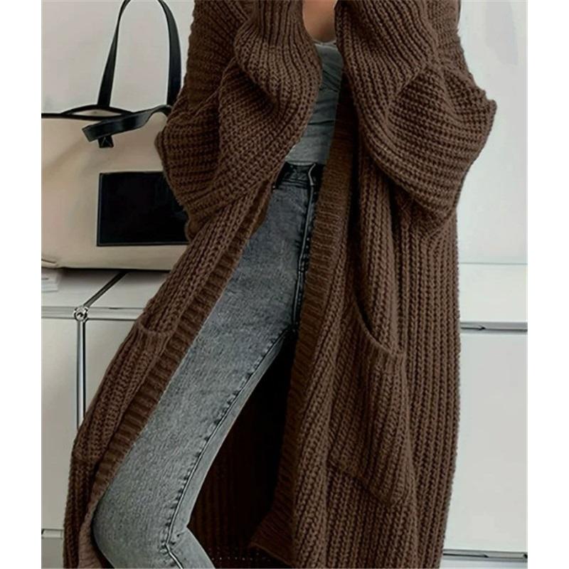 Women Oversized Long Knit Cardigan Loose Chunky Knit Open Front Sweater Coat With Pockets Winter Warm Outerwear