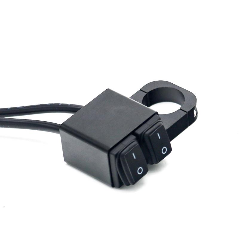 LMoDri Waterproof Motorcycle ATV 22mm Handlebar Double Control On-Off-On Button Switch Headlight Hazard Brake Fog Light