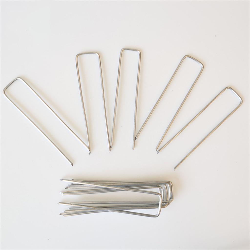 50 Stück U-förmige Rasennägel Verzinkter Stahl Rostfrei Gartensteckpfähle zur Befestigung von Zäunen Unkrautvlies