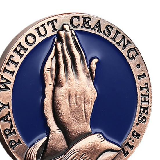 The Lord's Prayer Coin Christian Challenge Coin Pray Without Ceasing Bible Verse Token Inspirational Pocket Prayer Medallion Religious Gift for Men