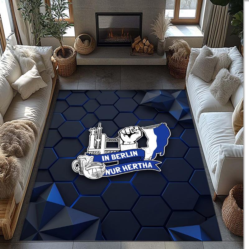 hertha bsc FC Soccer Football Pattern Soft Area Rug Non Slip Indoor Floor Carpet Sports Decor Mat for Bedroom