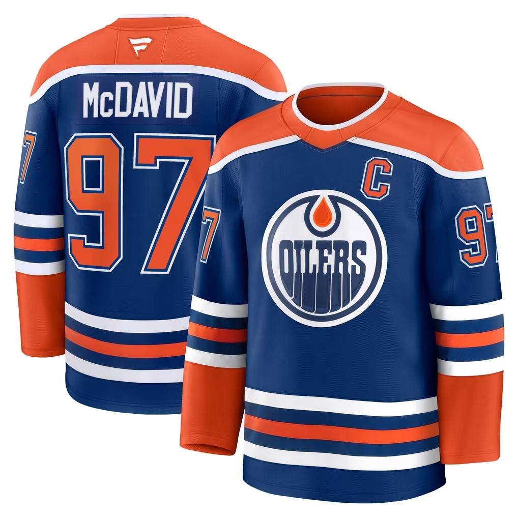 2026 Edmonton Oilers Коннор Макдэвид №97 Хоккейная форма, Унисекс, Сетчатая, Дышащая, С длинным рукавом, Мужская, Быстросохнущая