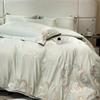 Hepburn Series: Luxurious Floral Embroidery Cotton Bed Sheet Set - Skin-Friendly, Fitted Style, Four-Piece