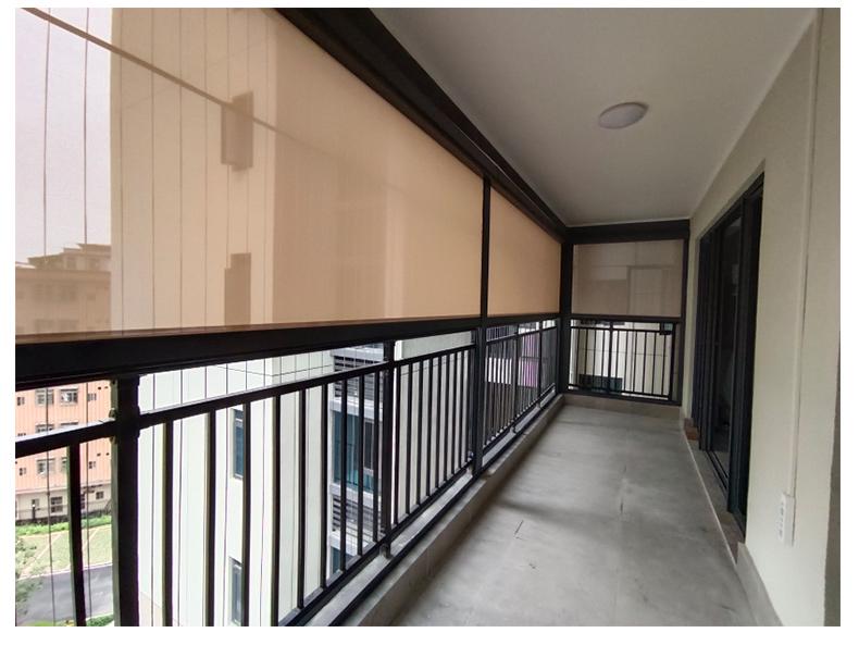 Smart Windproof Electric Roller Blind: Automatic Lifting, Light Blocking, Rainproof, Mosquito-Proof, Remote-Controlled Balcony Curtain.