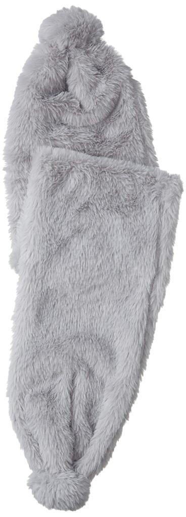 Moonbat estaa Fluffy Faux Fur Plain Scarf with Bag and Hand Made in Total 13cm Pom-pom closure, Washable, Women's, Gray, Japan, Length Approx. 87cm,