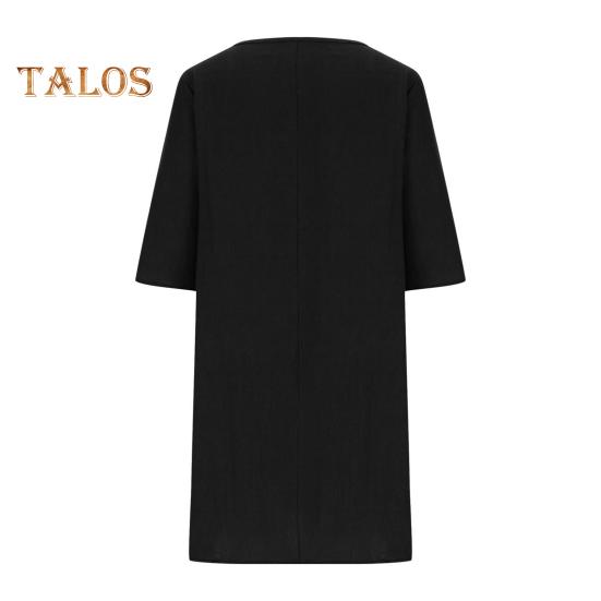 Rochie de vară pentru femei, cu mânecă lungă, cu guler rotund, stil midi, stil vară, vacanță, plajă, rochie de vară