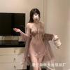 Man Wants To Suspender Nightgown Women's Summer Ice Silk Sexy Gathering Pajamas Lace Hot Temptation Pure Desire Underwear Thin Suit