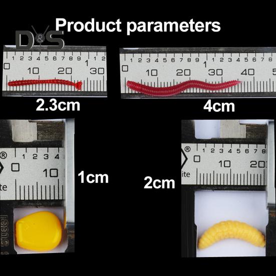 Weiche Angelköder-Set, leuchtende Farben, realistisch aussehende Mini-Künstliche Würmer, Angelköder mit Aufbewahrungskoffer
