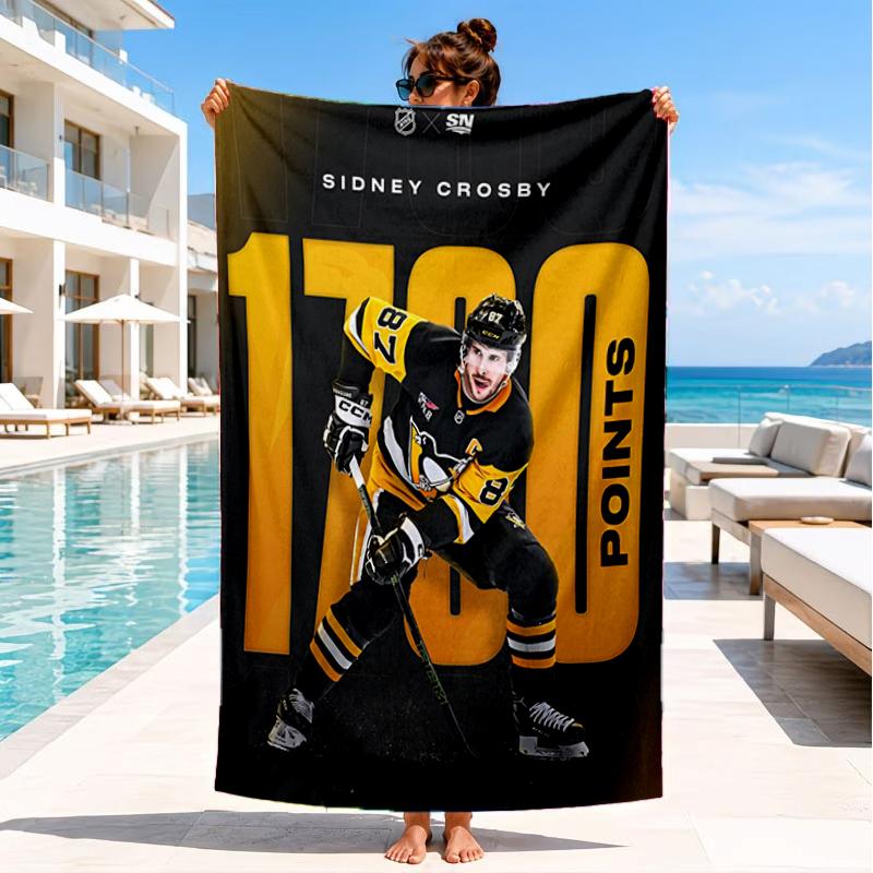 Pittsburgh Hockey Player Crosby Beach Towel, Super Soft Microfiber, Perfect Gift for Her/Him, Birthday, for Pool, Beach, Travel, Decor Beach Party