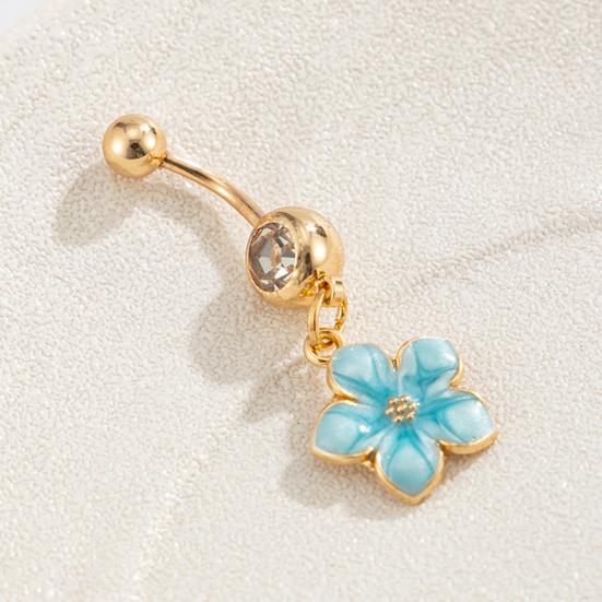 Yousheng Bauchnabelpiercing, Edelstahl Blume Design Bauchnabel Schmuck, Bauchpiercing Ring mit Klarem Zirkonia Inlay, Bauchnabel für Empfindliche Haut