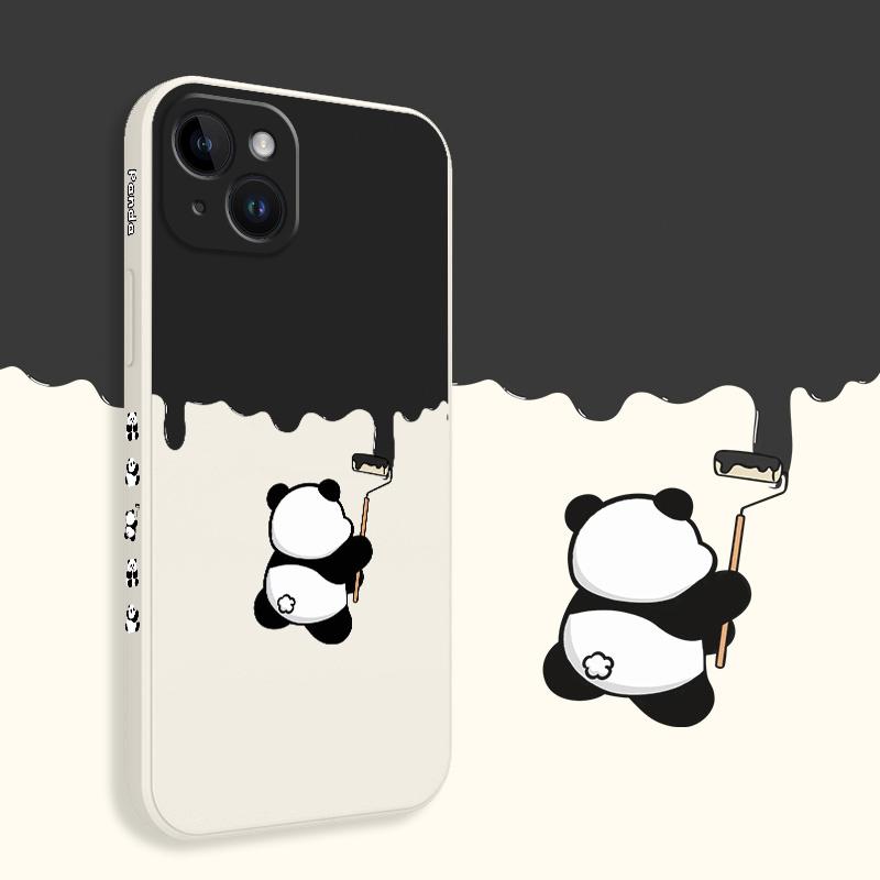 Paint Panda Phone Case For iPhone 15 14 13 12 11 X XR XS SE2 SE2020 8 7 6 6S Plus Pro Max Mini Silicone Cover