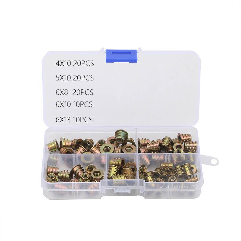 

Zinc alloy internal and external tooth nuts, hexagonal furniture nuts, pre embedded with pads, trapezoidal screw caps, self tapp