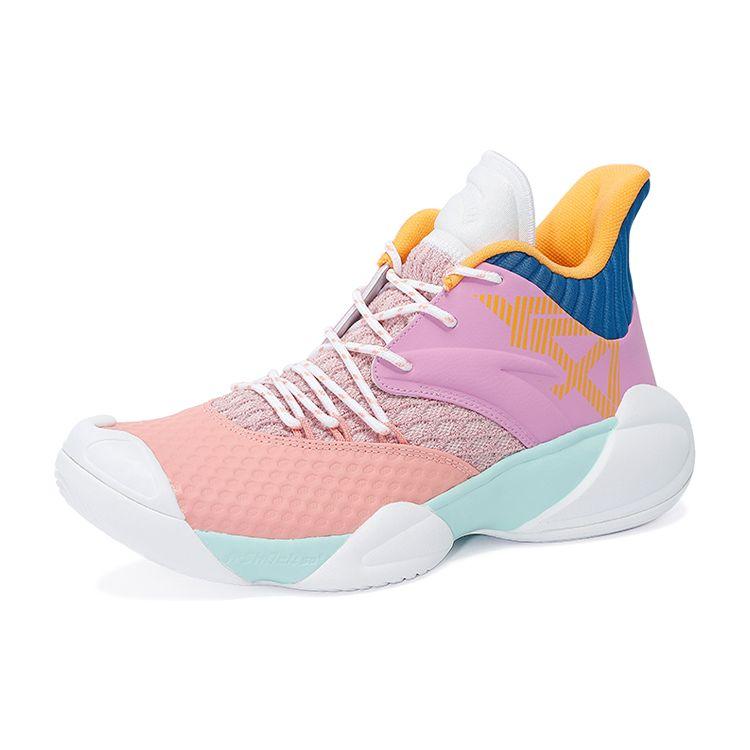 Anta Comfortable Versatile Non-Slip Wear-Resistant Mid-Top Basketball Shoes Men Sneakers Pink Purple White 112131616S-2