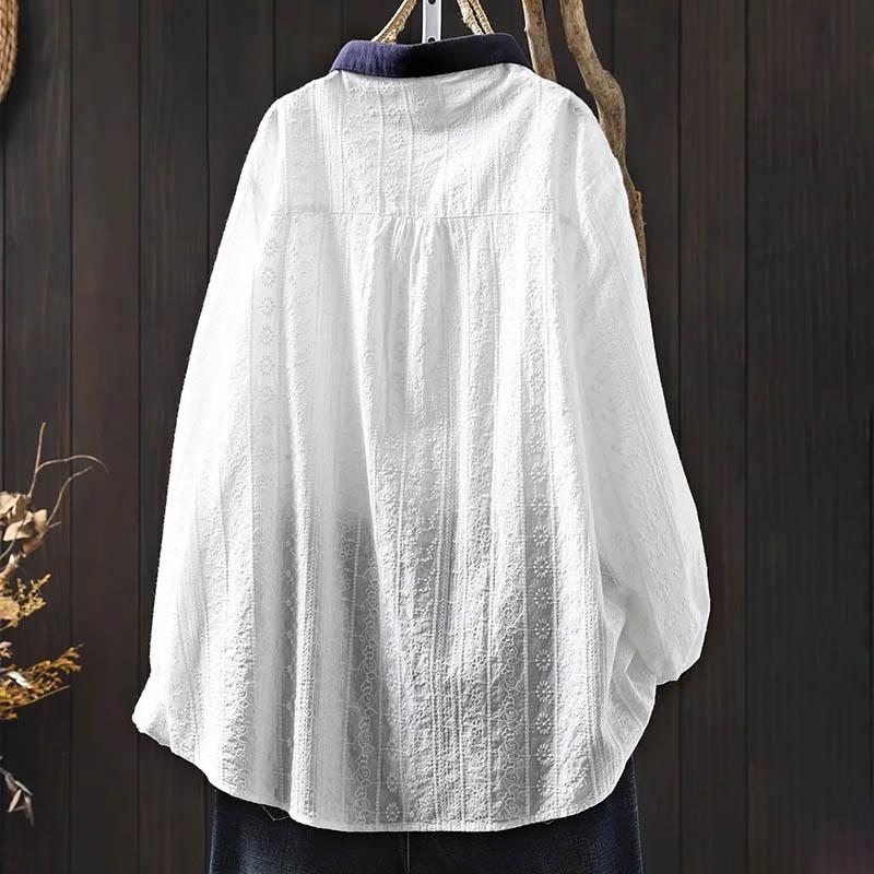 Shirt for Women Summer Oversize Cotton Loose Casual Long Sleeve Soft Loose Shirt Top