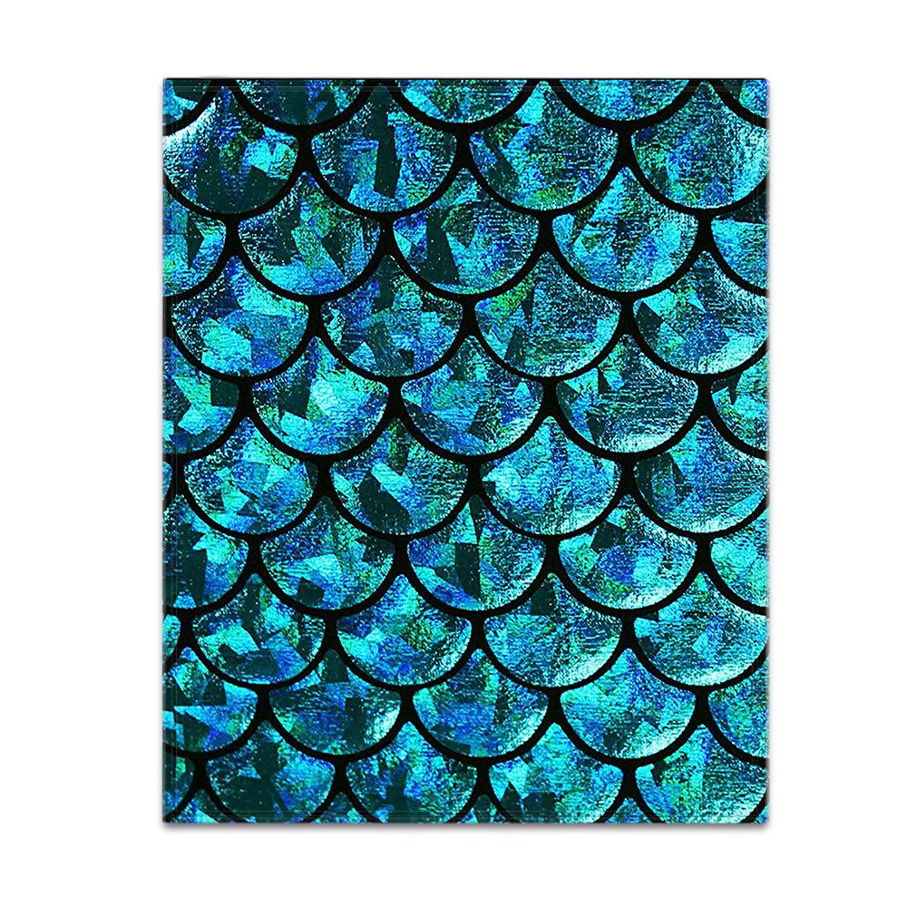 Watercolor Blue Green Mermaid Scale Art Print Throw Blanket,warm for casual rest on couch,patio,chill zone,birthday gifts