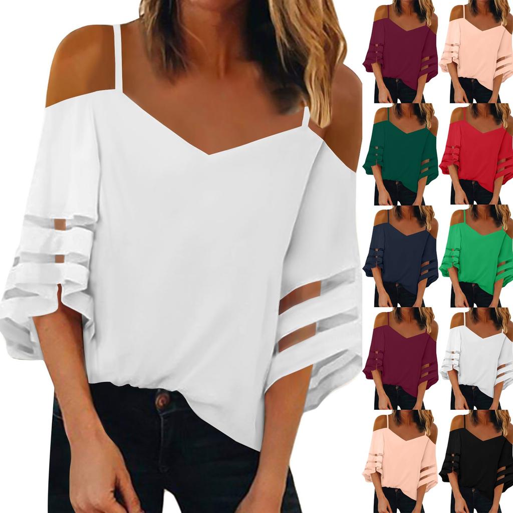 Blouse Femme Chic Et Élégant Chemise Lin Grande Taille T-Shirts Col en V Vêtements Et Coton Tee Shirt Manche Courtes Chemise À Bouton Chemisiers Décontracté Couleur Unie Tunique Top