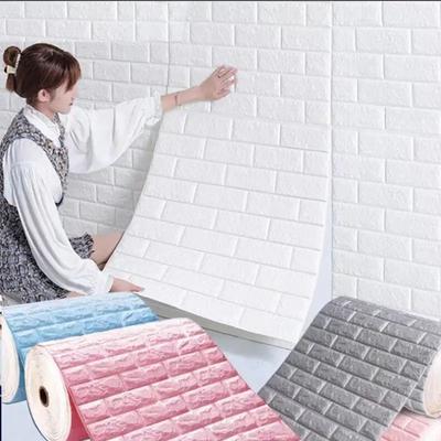 Selbstklebende 3D-Tapetenaufkleber für Schlafzimmer, wasserfeste Wandaufkleber, 70 x 77 cm, Ziegelmuster, Papier für Zuhause