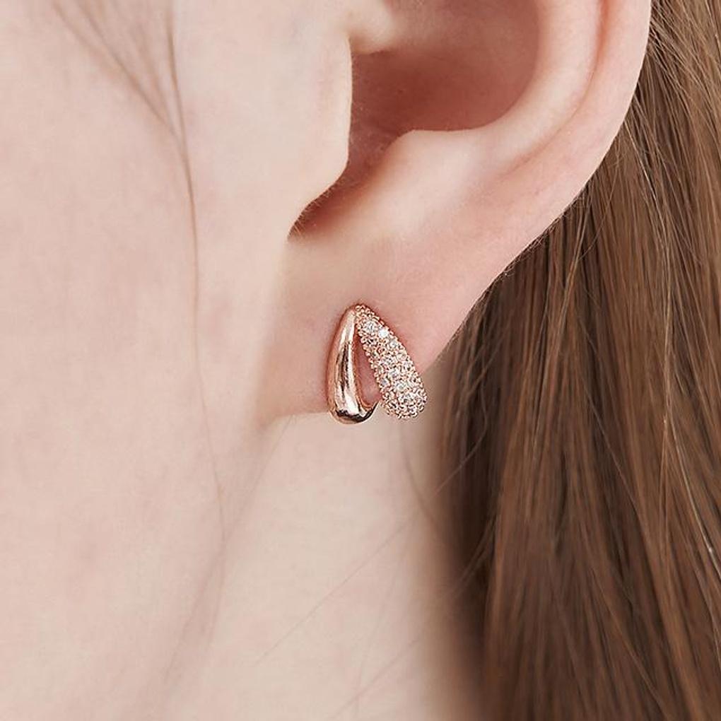 [ELLE Schmuck] 14K GF Zweireihige Ballsaal-Ohrringe ELGPEE539