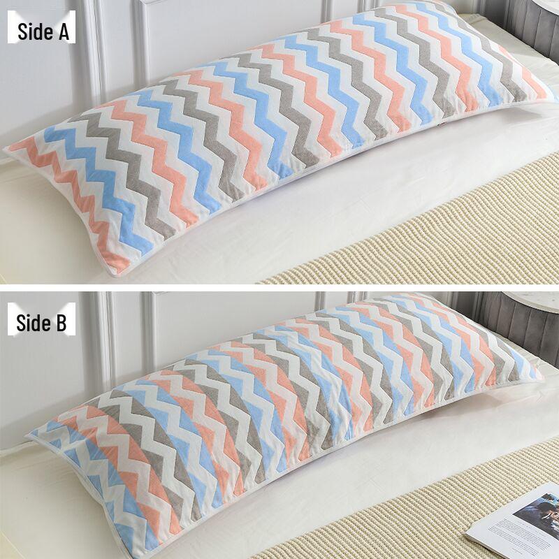 Double Pillowcase: Long Pure Cotton Rice-Patterned Gauze Pillowcase 1m (Double Pillowcase)