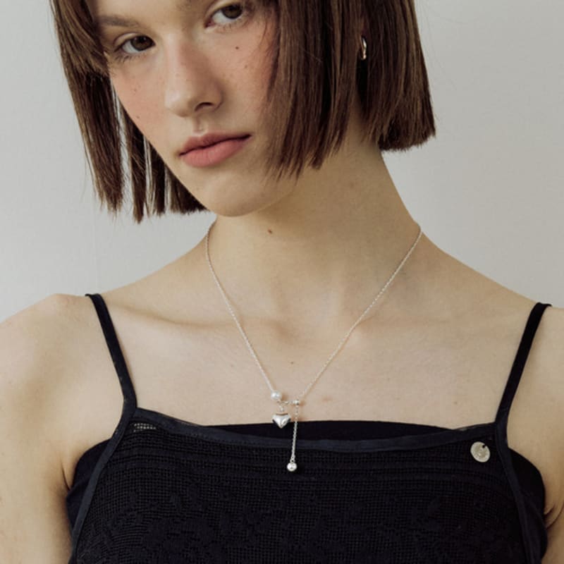 Lucirzu Heart Ball Silver Necklace (freshwater Pearls+925silver)