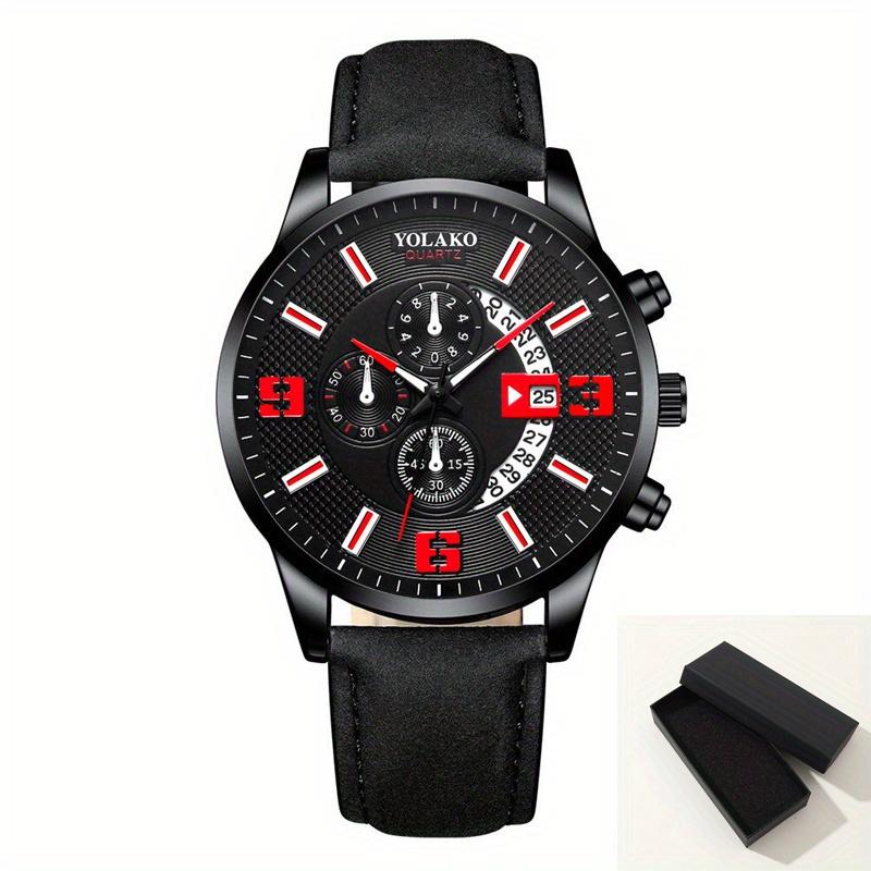 YOLAKO Mens Fashion Calendar Watch Men Business Stainless Steel Mesh Belt Quartz Wrist Watch Male Clock