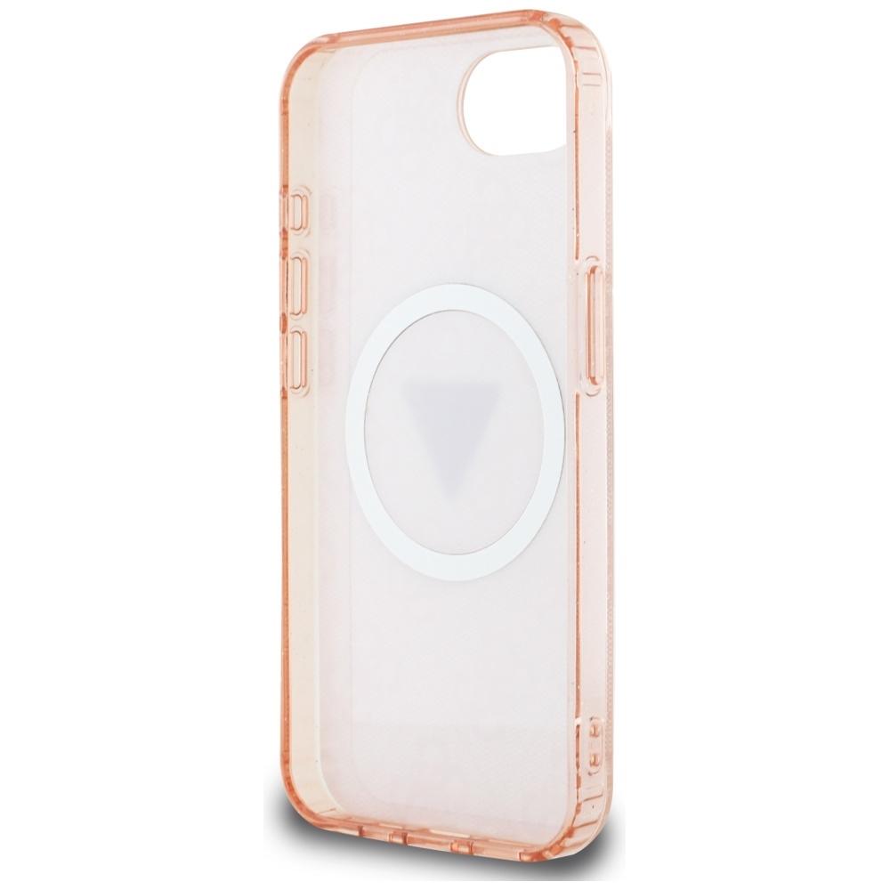 Guess IML Metal Glitter 4G Circle Triangle MagSafe case for iPhone 16e / 17e pink