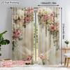 Digital Printed Curtains with Flower Arch Design, Stylish Window Drapes for Living Room Bedroom Home Decoration and Kitchen