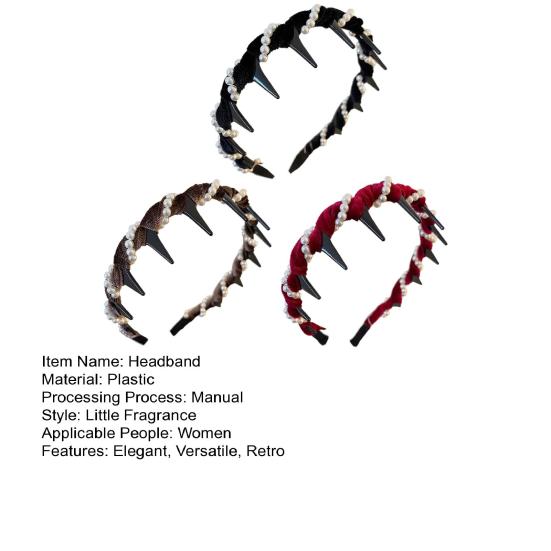 Elegant Faux Pearl Headband Vintage Fluffy Hair Hoops Fashion Hair Accessories for Parties And Weddings