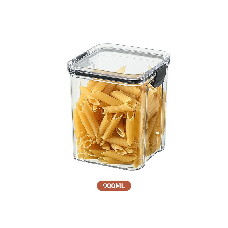 Transparent Airtight Food Grade Storage Jar: Moisture-Proof, Square/Rectangular Kitchen Container for Grains and Chinese Medicine
