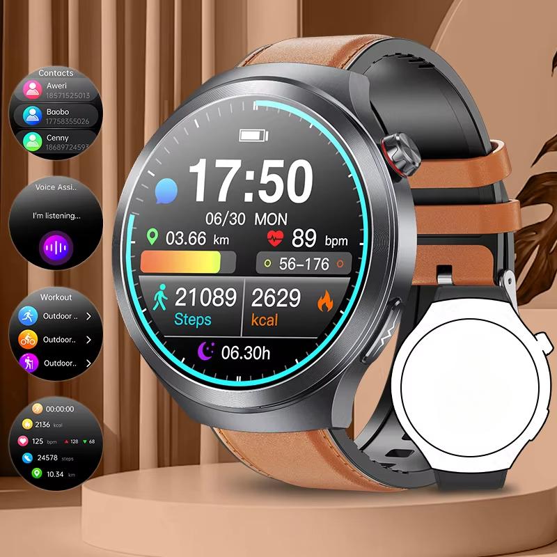 שעון חכם חדש 2025 ECG גברים מסך AMOLED 1.73 אינץ' זיהוי רגשי שעוני ניטור עייפות בקרת גישה NFC שעון חכם
