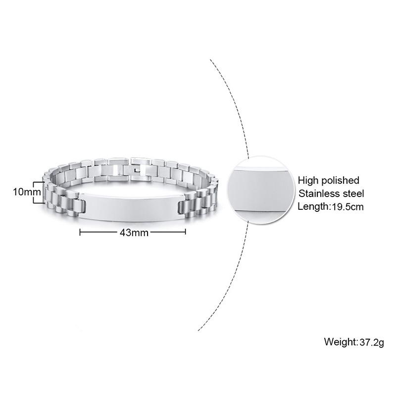 Customize Stainless Steel Watch Band  ID Tag Bracelet, Free Engraving Personalized Jewelry,Women Men Anniversary Couple