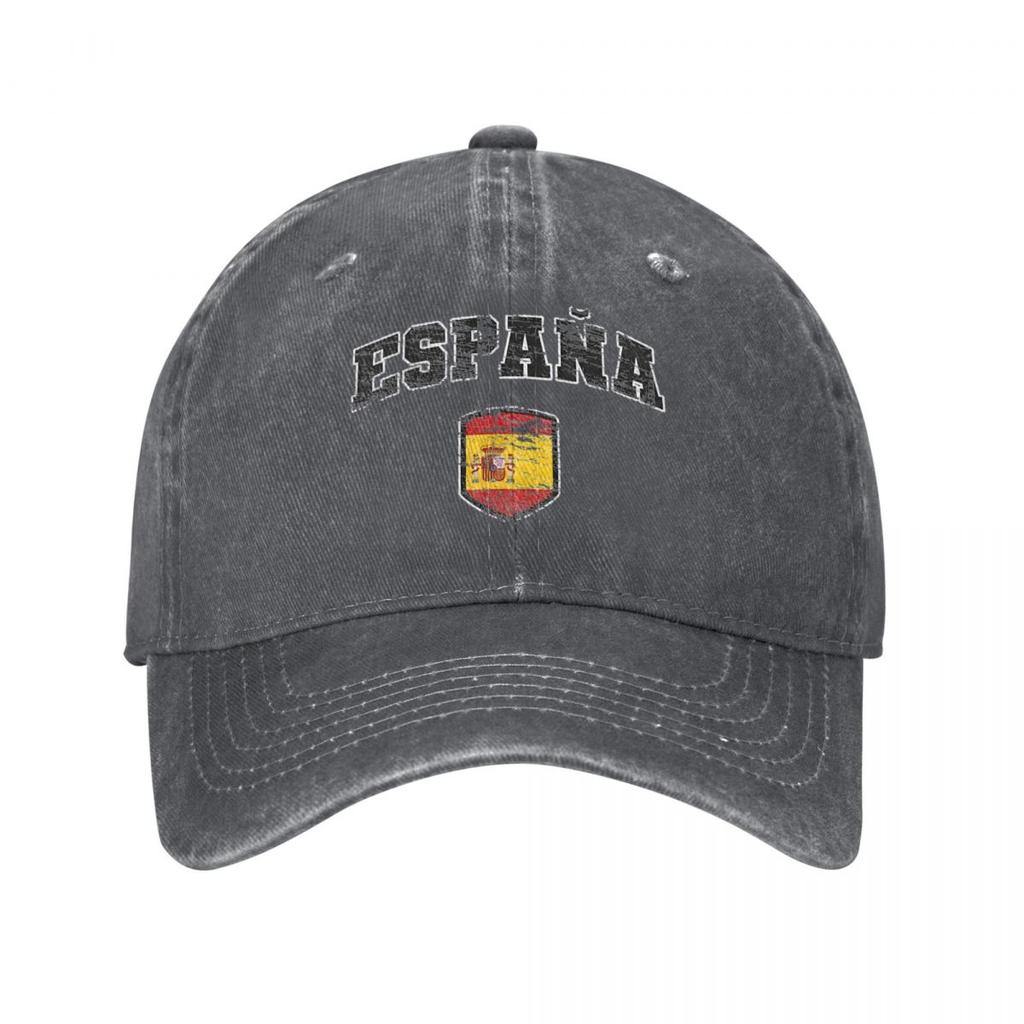 Spagna Spain Con Bandiera Spagnola Unisex Donna Cappellini da Baseball Scudo Testurizzato Lavato Usurato Cappelli Cappellino Vintage Outdoor Snapback Cappello