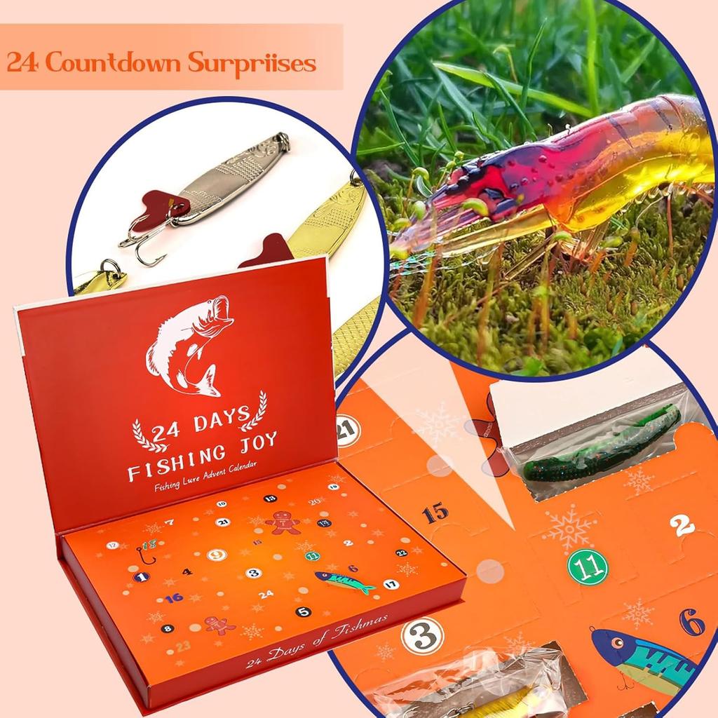 Creative Christmas Arrival Mixed Bait Fishing Lure Set with Minobo Climbing Glitter Soft & Hard Bait Fish Hook Blind Box Set