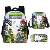 Vs Plants Zombies Kids School Backpack Threepiece Gift Set For Students Young