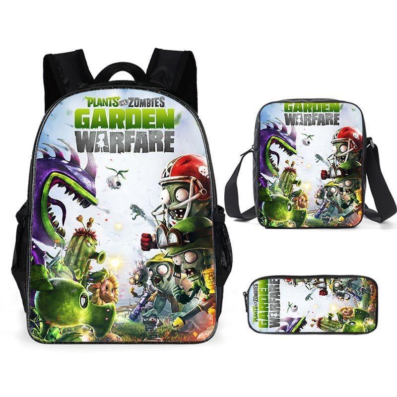 Vs Plants Zombies Kids School Backpack Threepiece Gift Set For Students Young