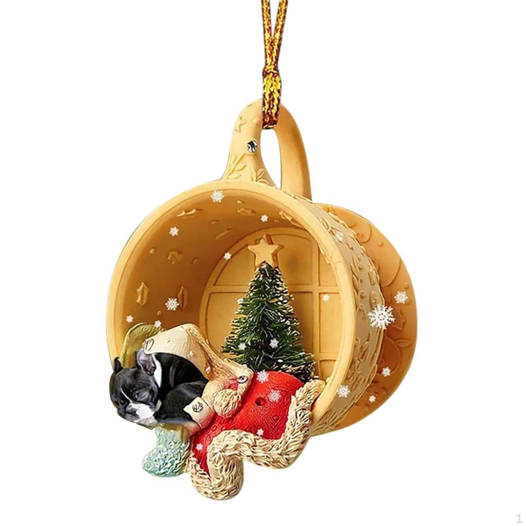 Christmas Dog Hanging Ornament, Statues with Hats, Car Interior Ornament