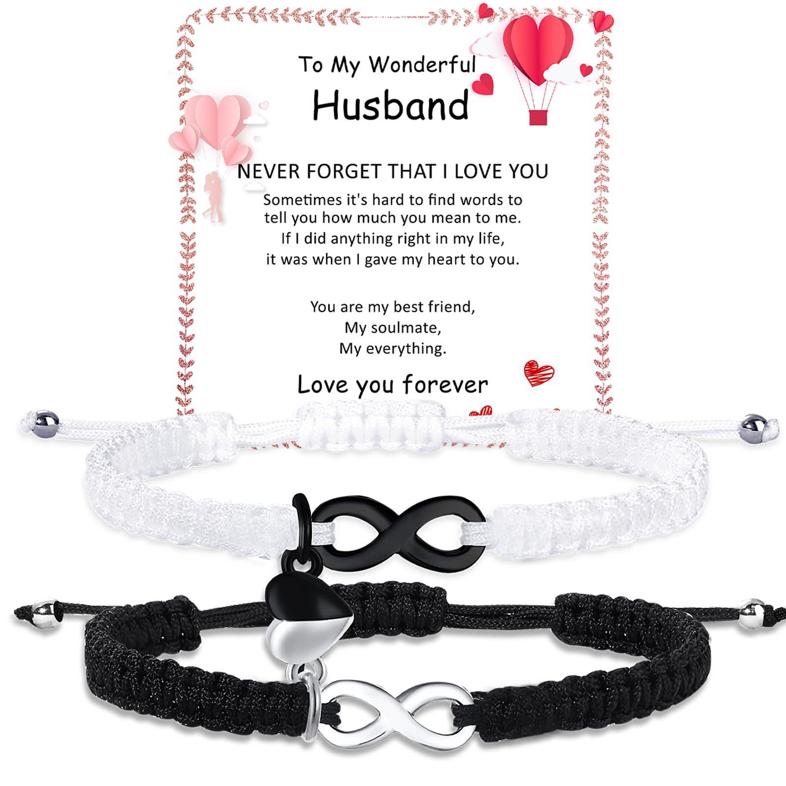 

Infinity symbol love bracelet set love magnetic pendant black and white woven love magnetic 8-character couple bracelet