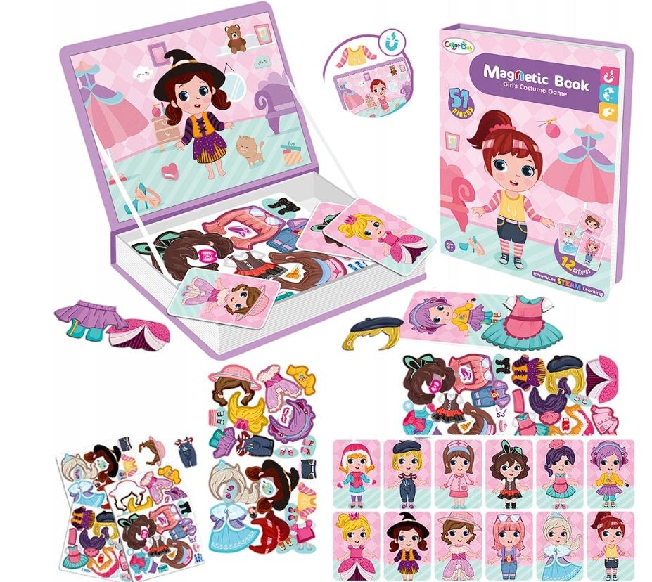 Układanka Magnetyczna Książka Puzzle Pokaz Mody Ubieranie Dziewczyn Ubranka