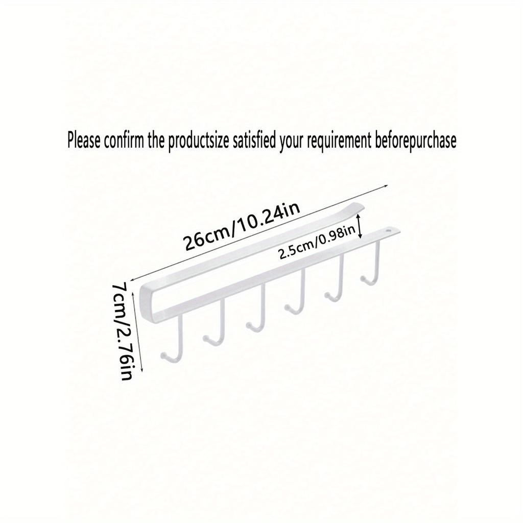 1pc Aluminum Wall Mounted Mug Rack No Screw Kitchen Cabinet Organizer For Coffee Cups Teacups Underwear Ties Scarf Hanger Durable Iron Hanging Rack