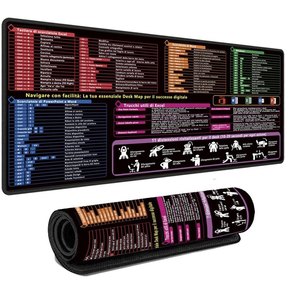 HD Printing Cheat Sheet Mouse Pad Italian Version Keyboard Pad  Office Workers 300*600*2MM