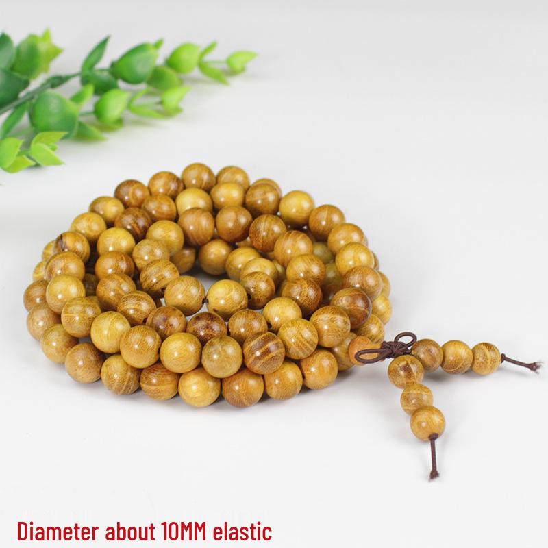 Zhemu 2.0 Gelbes Sandelholz Buddhistisches Perlenarmband (108 Perlen) für Männer und Frauen