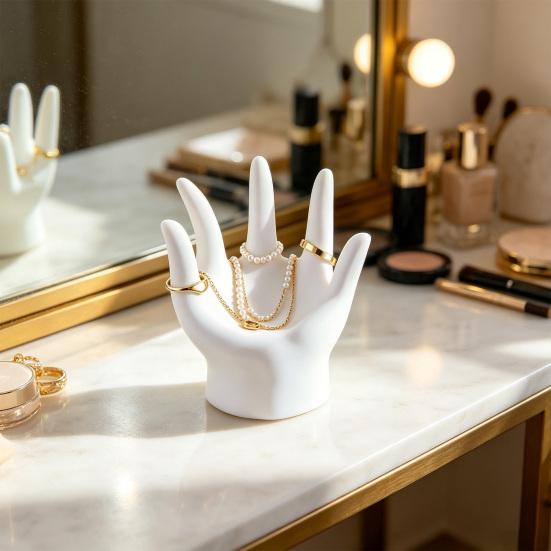 Hand Jewelry Display Holder 3D Printed Palm Shape Jewelry Organizer Stand Compact Desktop Storage Rack for Rings Necklaces Bracelets Art Decor Gift