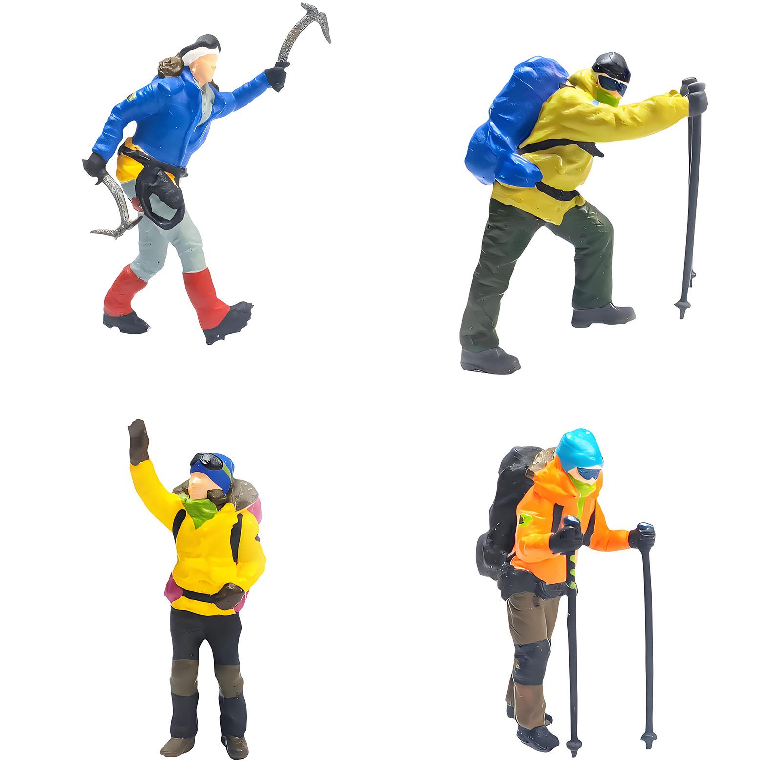 1:64 Scale Hand Painted Miniature Figure Realistic Miniature Hiking People Figure Model for Photography,Collectors