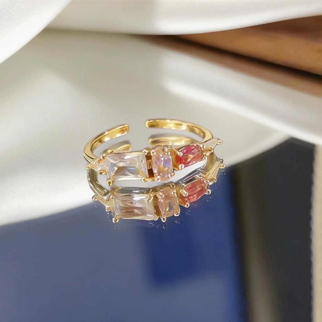 New Fashion Crystal Zircon Rings Sweet Flower Leaf Butterfly Adjustable Open Rings Female Wedding Engagement Jewelry Gift