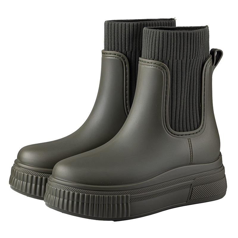 Women's elastic mouth new rain shoes Chelsea medium and low tube waterproof non-slip rain boots thick sole heightening wear-resistant boots