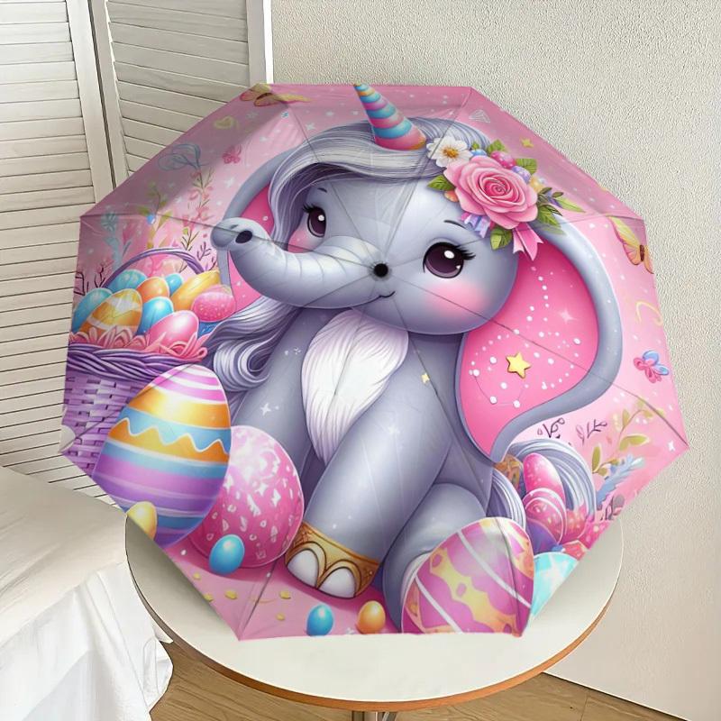 

1pc Unicorn Elephant Easter Basket Umbrella with Plastic Handle,Suitable for All Seasons Home Travel Outdoor UmbrellaDD041