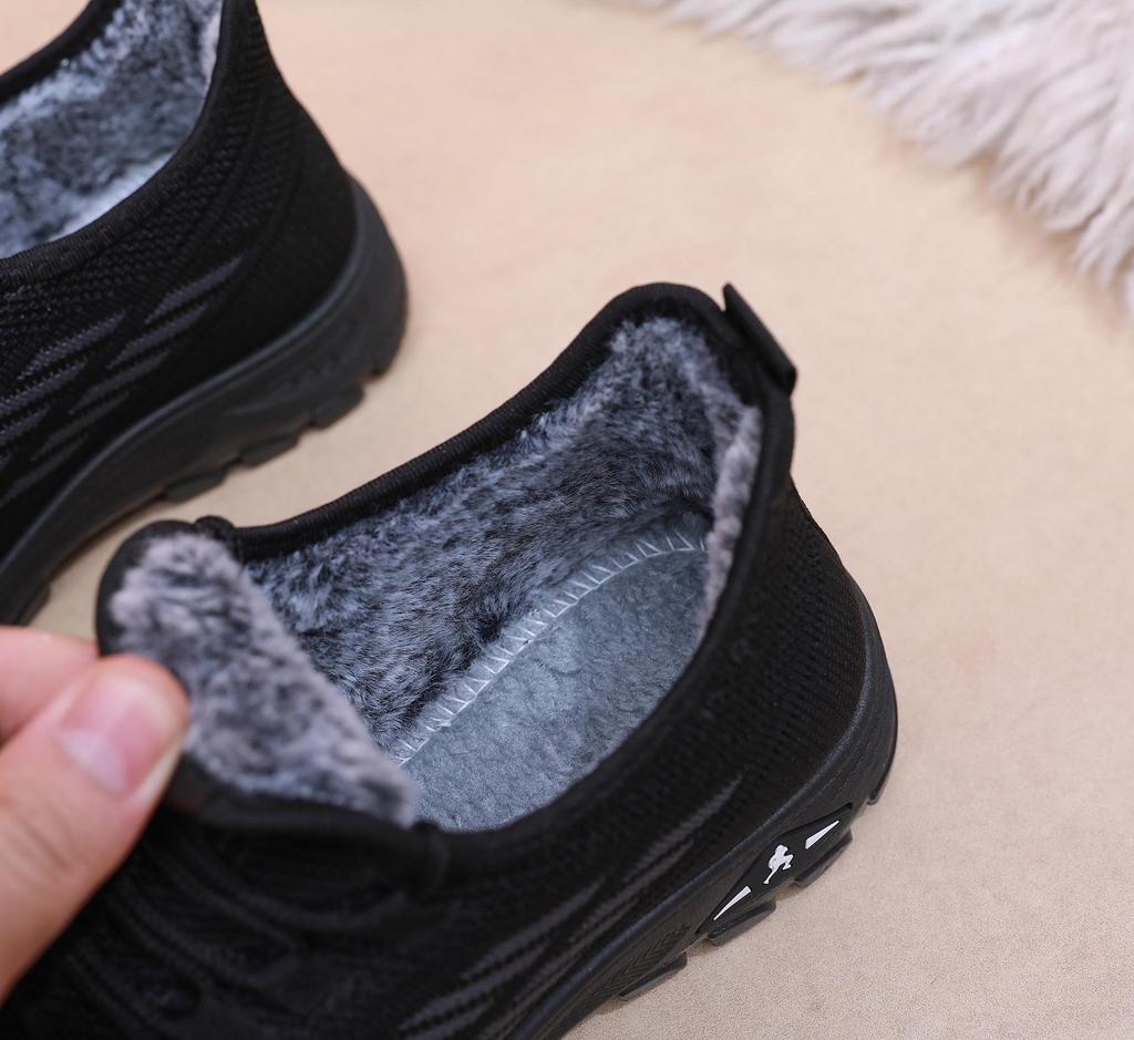 Men's Winter Cotton Shoes with Woven and Velvet Design, Slip-On Sports Casual Boots