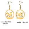 Cool Running Horse Drop Earrings Women Stainless Steel Clear Zircon Round Earrings Gold Animal Jewelry Gift