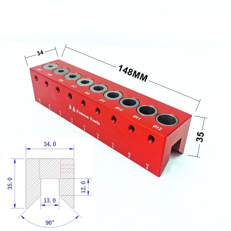 4-12mm Vertical Pocket Hole Jig 9-hole Self Centering Dowel Drill Guide Woodworking Positioner Locator Tool