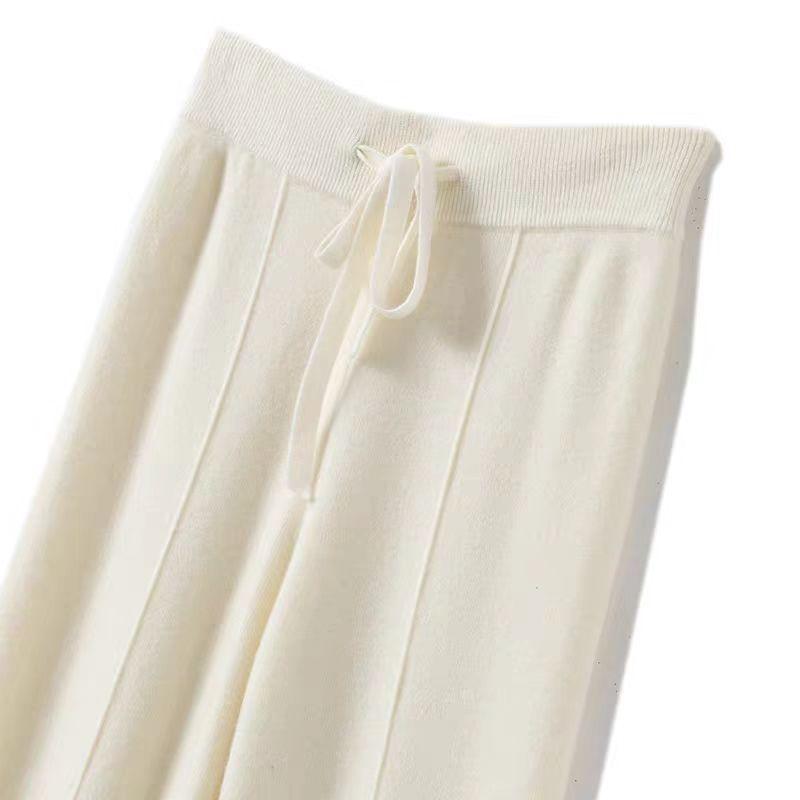 Women's Wool Wide-Leg Pants - Thickened, Loose, Casual, for Autumn/Winter